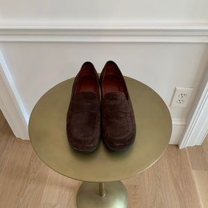 Donald Pliner brown suede loafers